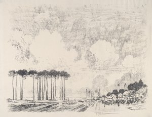 The Embarkation Camp, Classic Grove, 1917. tekijältä Joseph Pennell