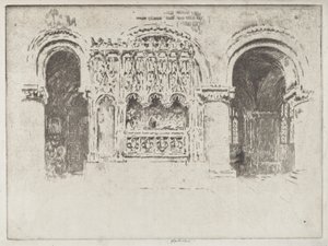 Perustajan hauta, Pyhän Bartolomeus Suuren kirkko tekijältä Joseph Pennell