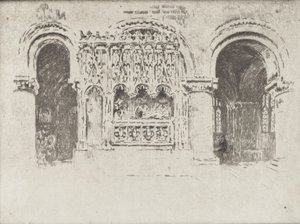 Perustajan hauta, Pyhän Bartolomeus Suuren kirkko, 1903. tekijältä Joseph Pennell