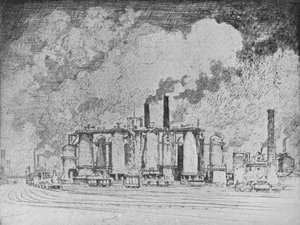 Suuri valkoinen pilvi, Leeds, 1910 tekijältä Joseph Pennell