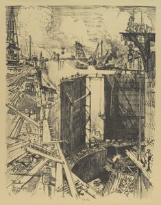 Vartioportti, Gatunin lukko, 1912 tekijältä Joseph Pennell
