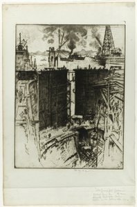 Vartioportti, Gatun Lock, Panama tekijältä Joseph Pennell
