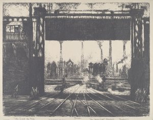 Rautaportti, Charleroi, 1911. tekijältä Joseph Pennell