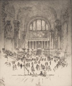 Marble Hall, Pennsylvania Station, New York, 1919. tekijältä Joseph Pennell