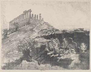 Concordin temppeli seinällä, Girgenti, 1913. tekijältä Joseph Pennell
