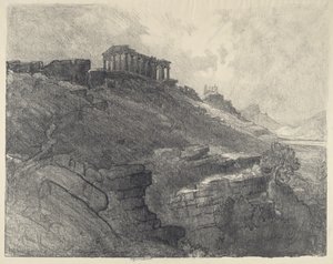 Temppelit seinällä, Girgenti, 1913. tekijältä Joseph Pennell