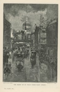 St Paulin katedraalin julkisivu Fleet Streetiltä katsottuna tekijältä Joseph Pennell