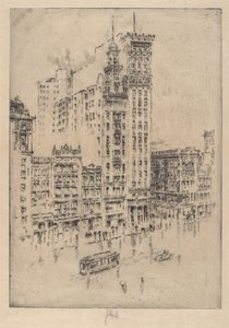 Union Square, sadepäivä tekijältä Joseph Pennell