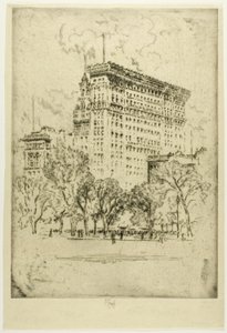 Union Square ja Bank of Metropolis tekijältä Joseph Pennell