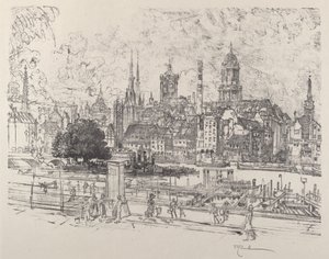 Näkymä Spreelle, Berliini, 1921. tekijältä Joseph Pennell