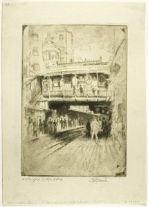 Westminster Bridgen asema tekijältä Joseph Pennell