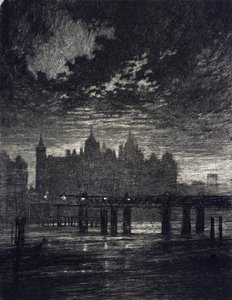 Whitehallin tuomioistuin Lontoossa. tekijältä Joseph Pennell
