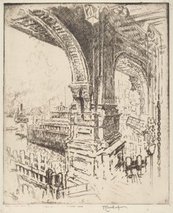 Lauttassa, Cortlandt Street, New York tekijältä Joseph Pennell