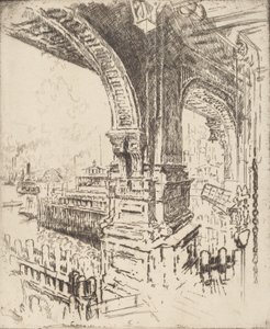 Ferryn sisällä, Cortlandt Street, New York, 1919. tekijältä Joseph Pennell
