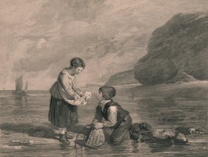 "Young Shrimp Catchers", 1800-luvun alku. tekijältä Joseph Phelps