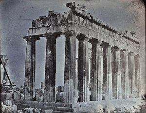 Parthenonin julkisivu ja pohjoinen pylväskäytävä Akropolilla, Ateena. tekijältä Joseph Philibert Girault De Prangey