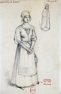Hector Berliozin Faustin kadotus -teoksen Margaretin hahmon puku, Joseph Porphyre Pinchonin (1871-1953) luonnos. tekijältä Joseph Porphyre Pinchon