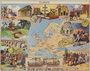 Eurooppa (värilliset litografiat) tekijältä Joseph Porphyre Pinchon