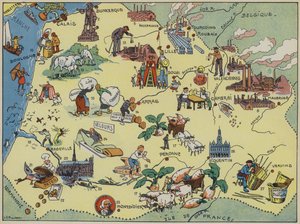Flanderi, Artois, Picardia (värilitro). tekijältä Joseph Porphyre Pinchon