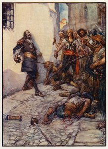 Tämä urhea mies taisteli raivokkaasti ja pitkään (värilitografia). tekijältä Joseph Ratcliffe (after) Skelton