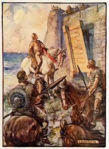 Lady Macduff kieltäytyi pääsemästä Macbethin sisään, kun hänen miehensä pakenee meritse tekijältä Joseph Ratcliffe Skelton