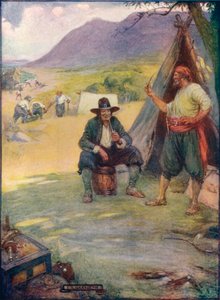 Siellä missä nyt Kapkaupungin suuri kaupunki seisoo, he pystyttivät telttojaan ja mökkejä, c1908, c1920. tekijältä Joseph Ratcliffe Skelton