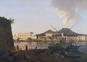 Granatellon satama Porticissa, lähellä Napolia, kirjoittanut Josef Rebell (1787-1828), Italia 1900-luku