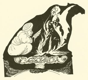 Djinn, joka aloitti taikuuden, joka toi humfin kameliin (kaiverrus)