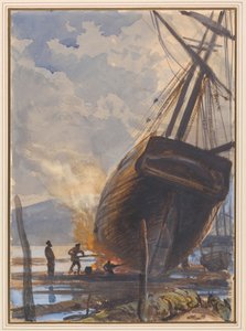 Kuunarin tiivistys, Falmouth Harbor tekijältä Joseph Severn