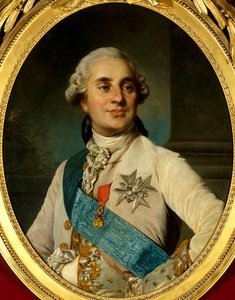 Ludvig XVI:n (1754 - 1793), Ranskan kuninkaan muotokuva. Joseph Siffred Duplessisin (1725-1802) maalaus (Joseph-Siffred, Joseph Siffrede, Joseph-Siffrede, Joseph Siffrein, Joseph-Siffrein) tekijältä Joseph Siffred Duplessis