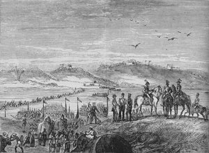 Brittiarmeija ylittää Sutlej-joen, n. 1880 tekijältä Joseph Swain