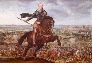 Kustaa II Adolf Ruotsista Breitenfeldin taistelussa 1631, Jean Jacques Walterin maalaus, Kolmikymmenvuotinen sota, Saksa