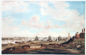 Näkymä Philadelphiaan ja Schuylkill-joelle, n. 1816 (akvarelli paperille) tekijältä Joseph Watson