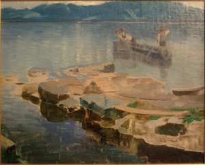 Kiven kieli Eibseessä kalastajien kanssa