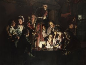 Kokeilu linnun kanssa ilmapumpussa. 1768 tekijältä Joseph Wright of Derby