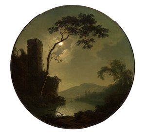 Järvi ja linna kukkulalla tekijältä Joseph Wright of Derby