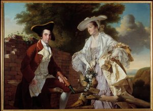 Kartografi Peter Perez Burdett (1735-1793) ja hänen vaimonsa Hannah muotokuva Joseph Wright of Derby (1734-1797) maalaus 1765 Praha, Kansallisgalleria tekijältä Joseph Wright of Derby