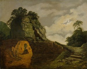 Vergiliuksen hauta kuunvalossa, Silius Italicuksen kanssa tekijältä Joseph Wright of Derby