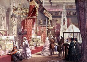 Suuri näyttely: Puginin suunnittelema keskiaikainen tuomioistuin, 1851 (katso myös 205263) tekijältä Joseph after Nash