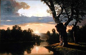 Landscape na may ilog at mga puno (langis sa canvas)finn