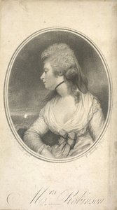 Rouva Robinson. Mary Robinson, syntyperäinen Darby, joka tunnetaan nimellä Perdita (1758-1800). Englantilainen näyttelijä, runoilija ja kirjailija. Kuningas George IV:n ensimmäinen julkinen rakastajatar hänen ollessaan vielä Walesin prinssi. Muotokuva Sir 