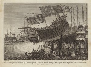 Walesin prinssi, Man of War, laukaistiin heidän Majesteettiensa edessä Portsmouthissa tekijältä Joshua Cristall