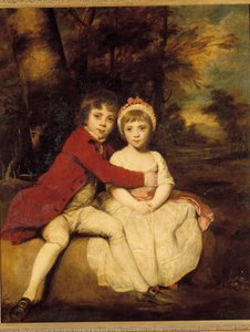 John Parker ja hänen sisarensa Theresa Veli ja sisarlapset seisovat hellästi. Joshua Reynoldsin (1723-1792) maalaus tekijältä Joshua Reynolds