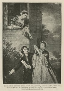 Lady Sarah Lennox, Lady Susan Strangways ja Charles James Fox nuorena Holland Housessa tekijältä Joshua Reynolds