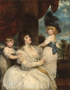 Muotokuva Jane Harringtonin kreivittärestä ja hänen pojistaan, varakreivi Petershamista ja kunniakkaasta Lincoln Stanhopesta, 1786-7.