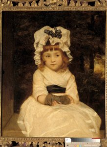Penelope Boothbyn muotokuva Pieni tyttö näyttää paljastavalta, istuu erittäin viisaasti. Joshua Reynoldsin (1723-1792) maalaus, noin 1788 yksityinen kokoelma tekijältä Joshua Reynolds