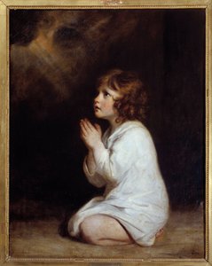 Joshua Reynoldsin (1723-1792) Pikku Samuel rukousmaalauksessa 1777 su. 0,89x0,7 m Montpellier musee Fabre - Lapsi Samuel rukoilemassa. Joshua Reynoldsin (1723-1792) maalaus