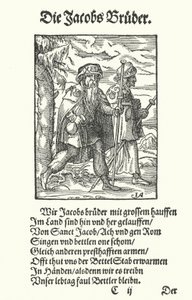 Pyhiinvaeltajat matkalla Santiago de Compostelaan (kaiverrus)