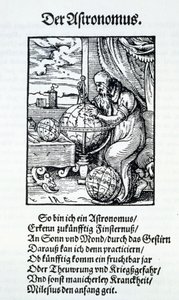 Tähtitieteilijä Hans Sachsin säkeellä, pub. Frankfurt 1568 tekijältä Jost Amman