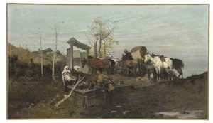 Keskustelu kaivolla, 1877 tekijältä Jozef Brandt